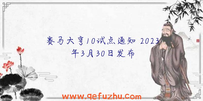 赛马大亨10试点通知